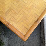 Vintage bedside table in bamboo effect wood, handcrafted in Japan style