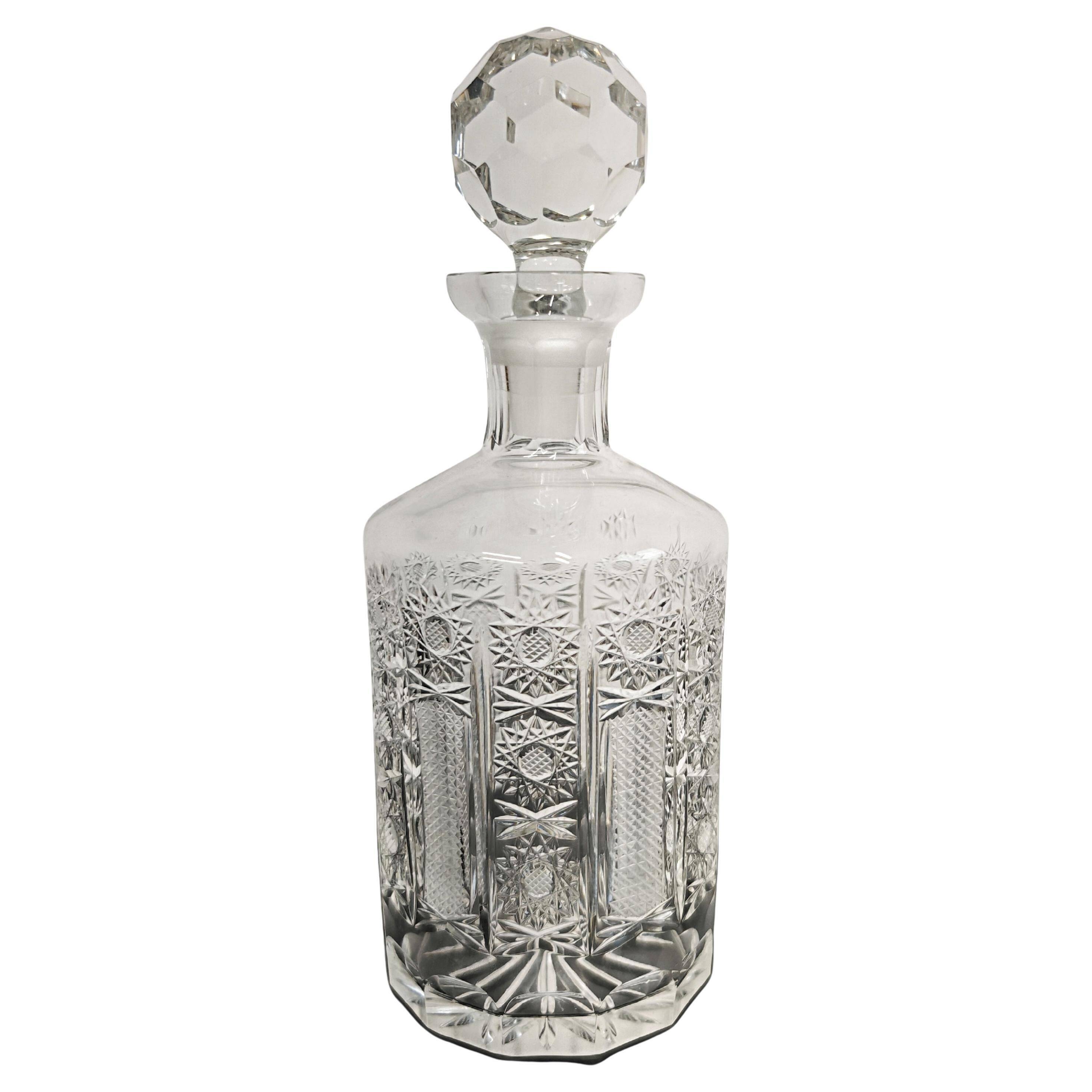 Vintage crystal carafe from Czechoslovakia, 1960s.