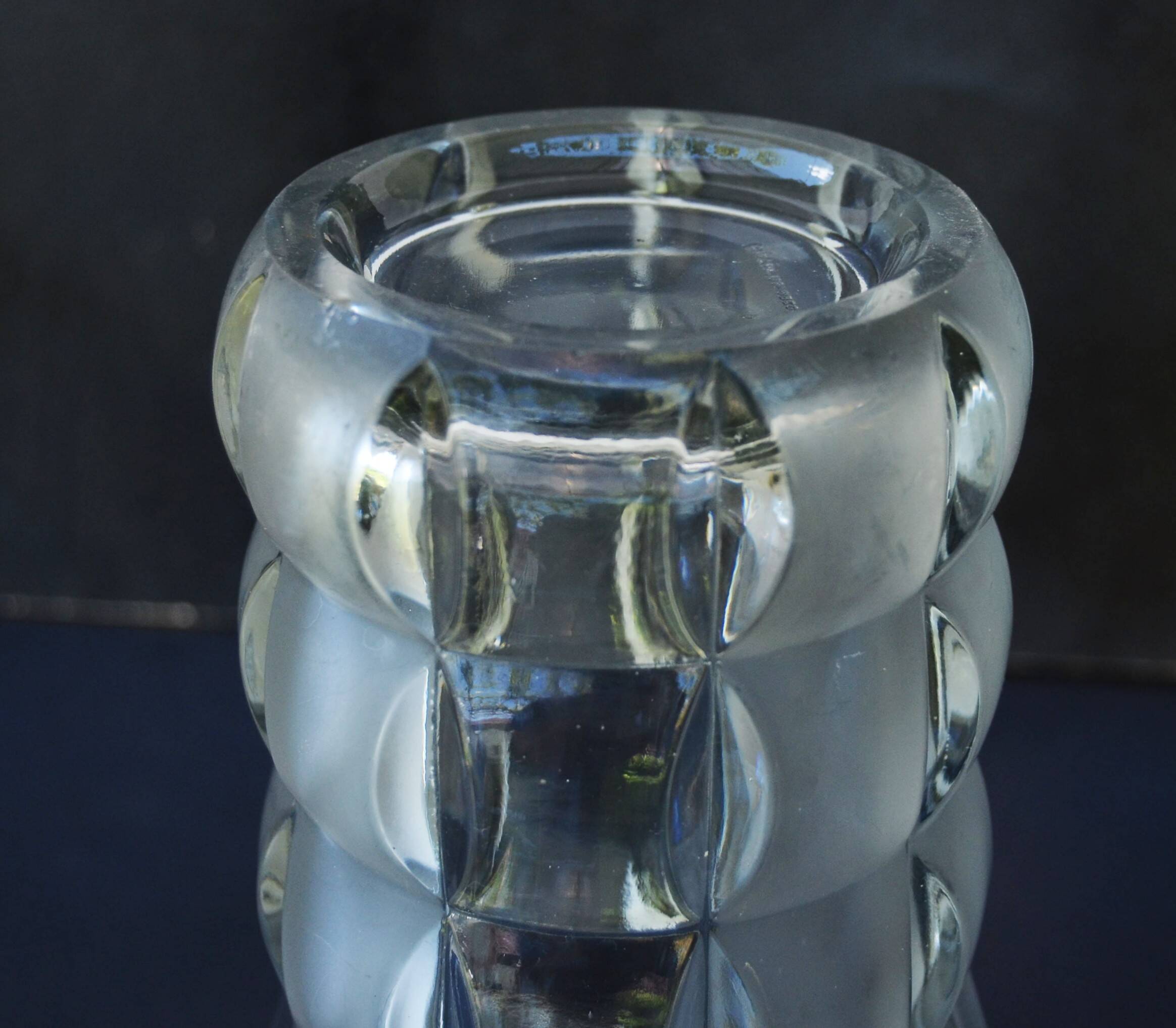 Art Deco Made in Czehoslovakia  Satin and Clear Glass - 22 cm tall