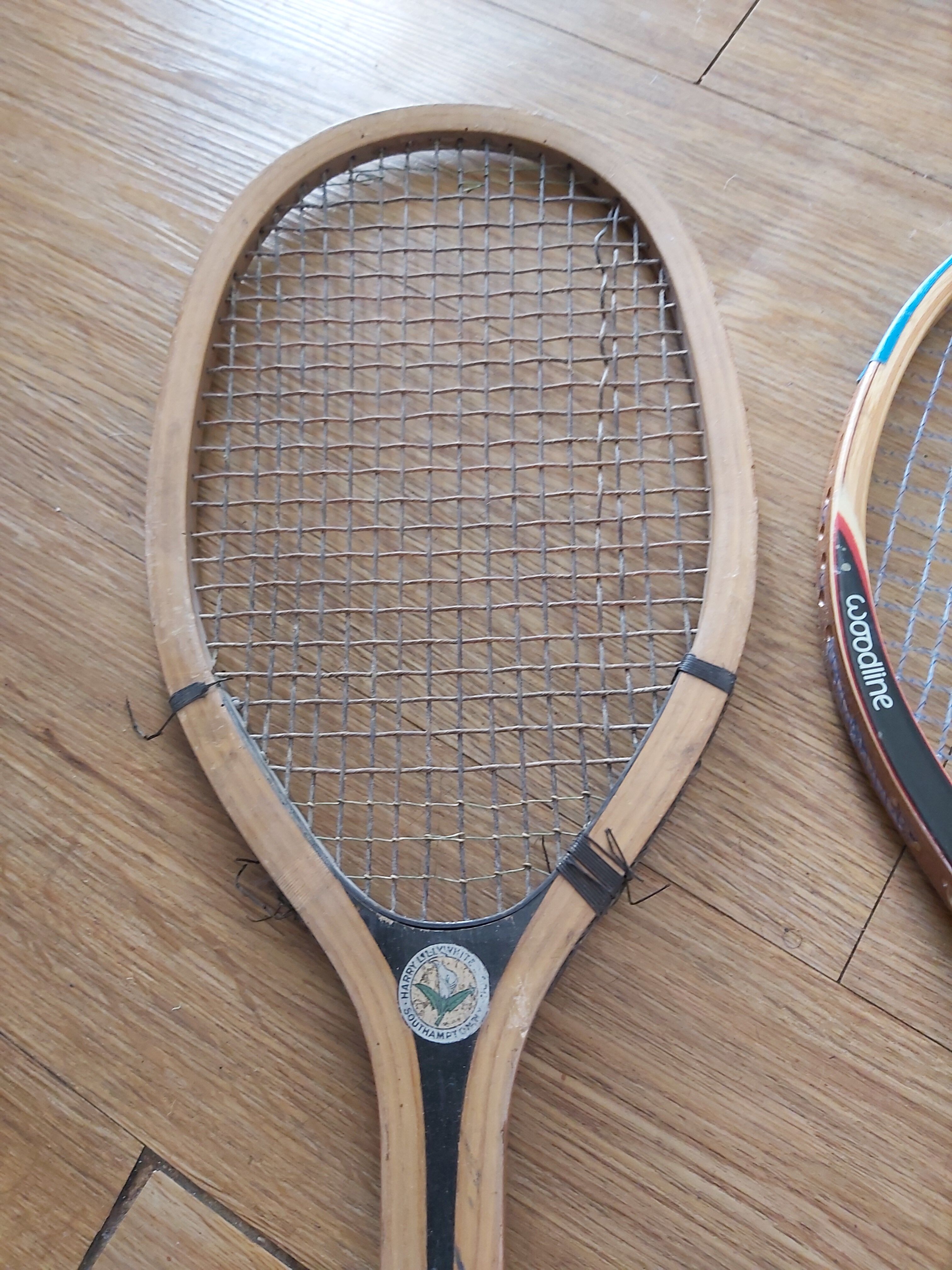 Series of 3 vintage wooden tennis rackets