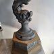 Monumental lamp with a dolphin in cast iron and lead scales - 110cm