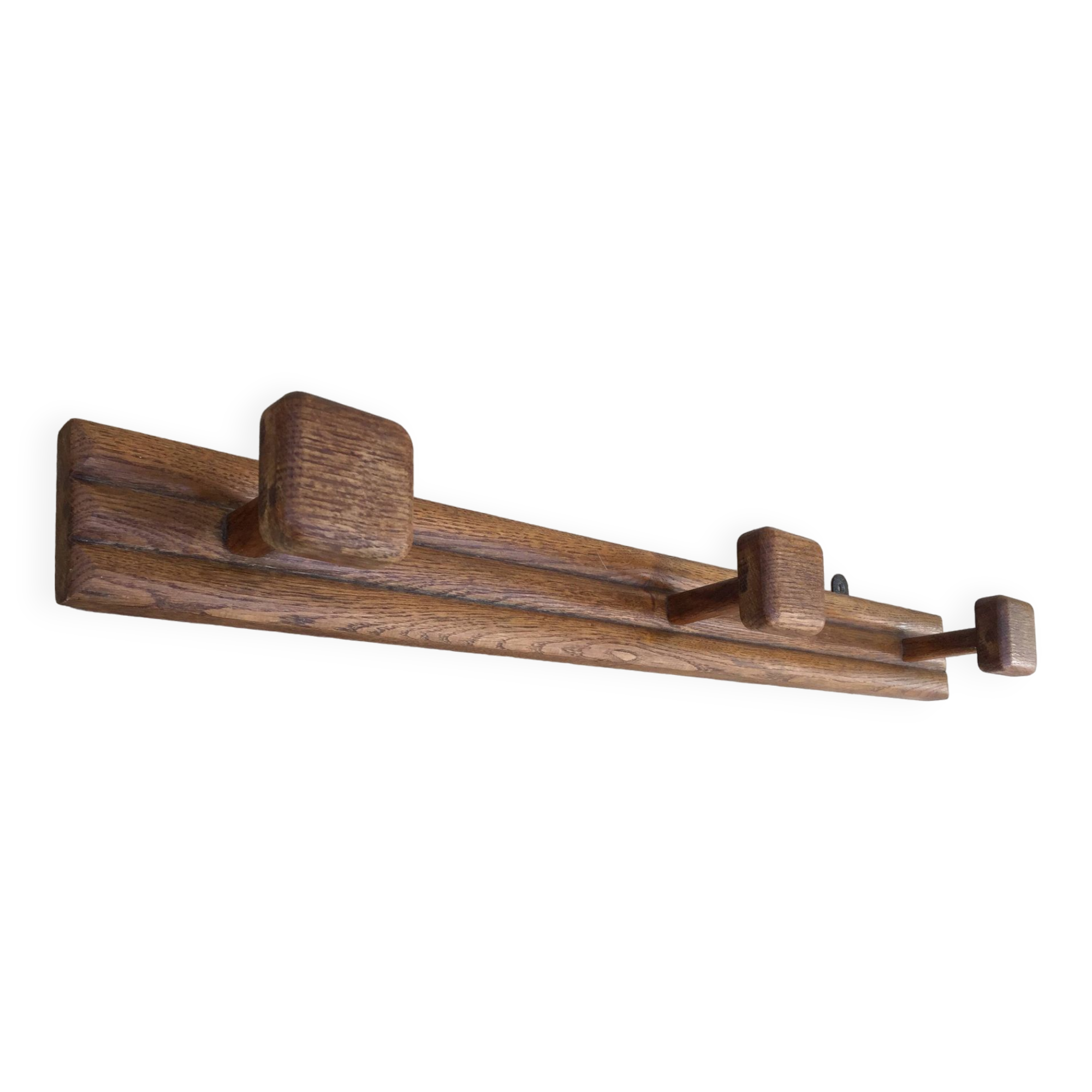 VINTAGE Geometric Solid Oak COAT RACK