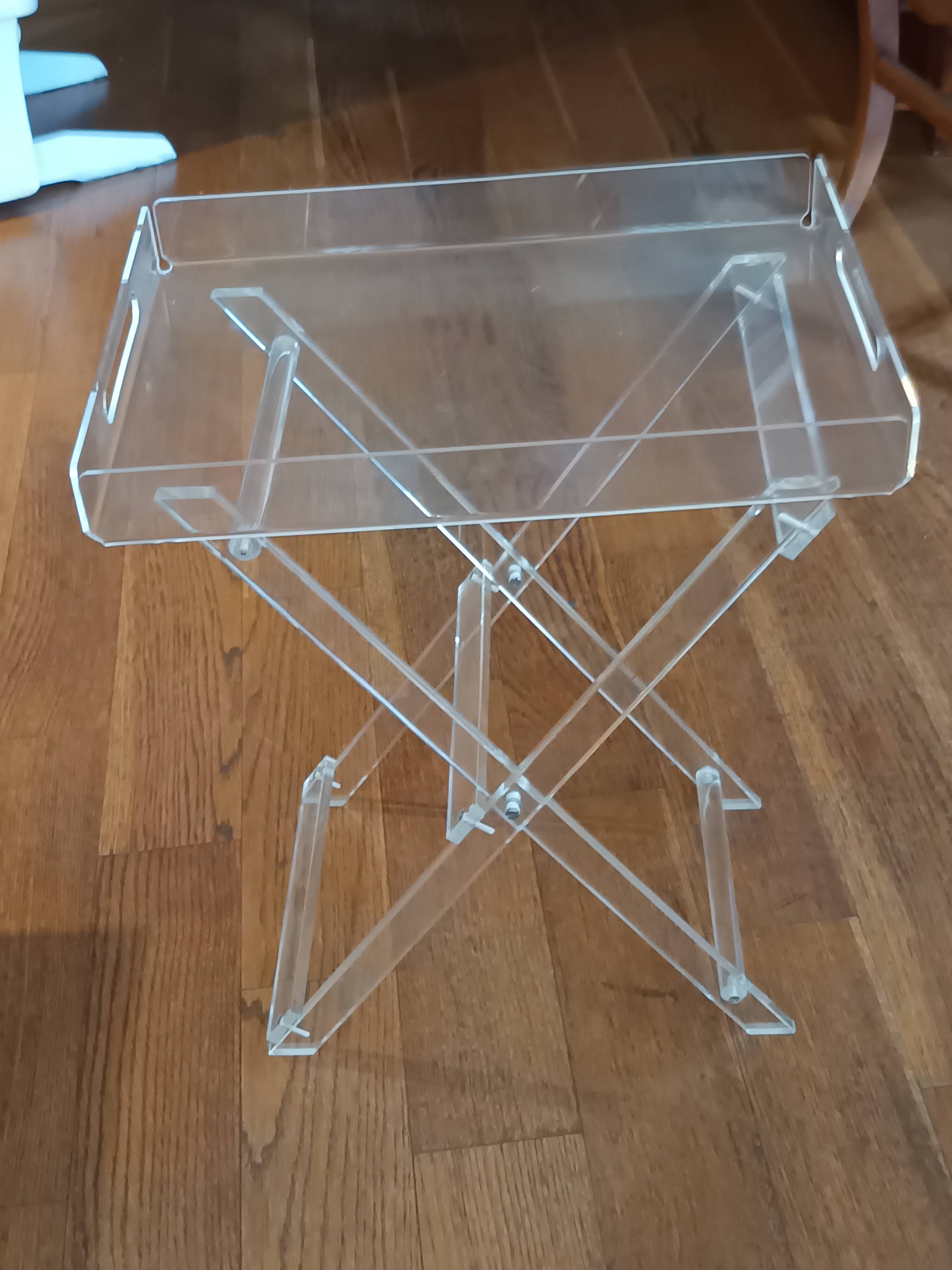 Folding side table Emporio in transparent plexiglass – Italian design
