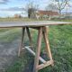 Farm table guinguette and wooden trestles