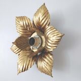 Wall sconce lamp leaves golden metal 30cm