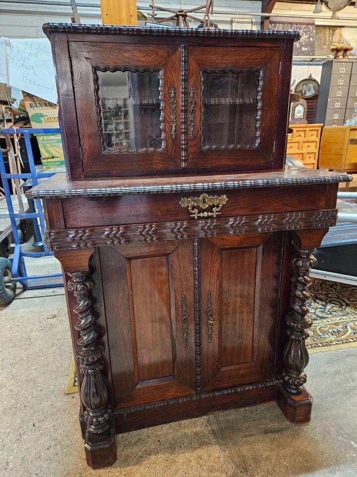 Buffet Bibliothéque deux corps en palissandre, époque Napoléon III