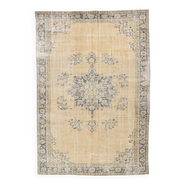 7x10 Cream & Blue Persian Rug 209x304Cm SK 22110