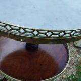 Table de chevet, table d'appoint ancienne style Louis XVI en bois et plateau en marbre