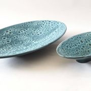 Service assiettes et plats fat lava bleu