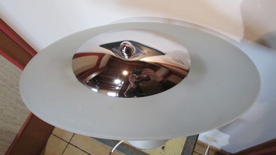 Vintage mushroom lamp, aluminium, glass and stainless steel