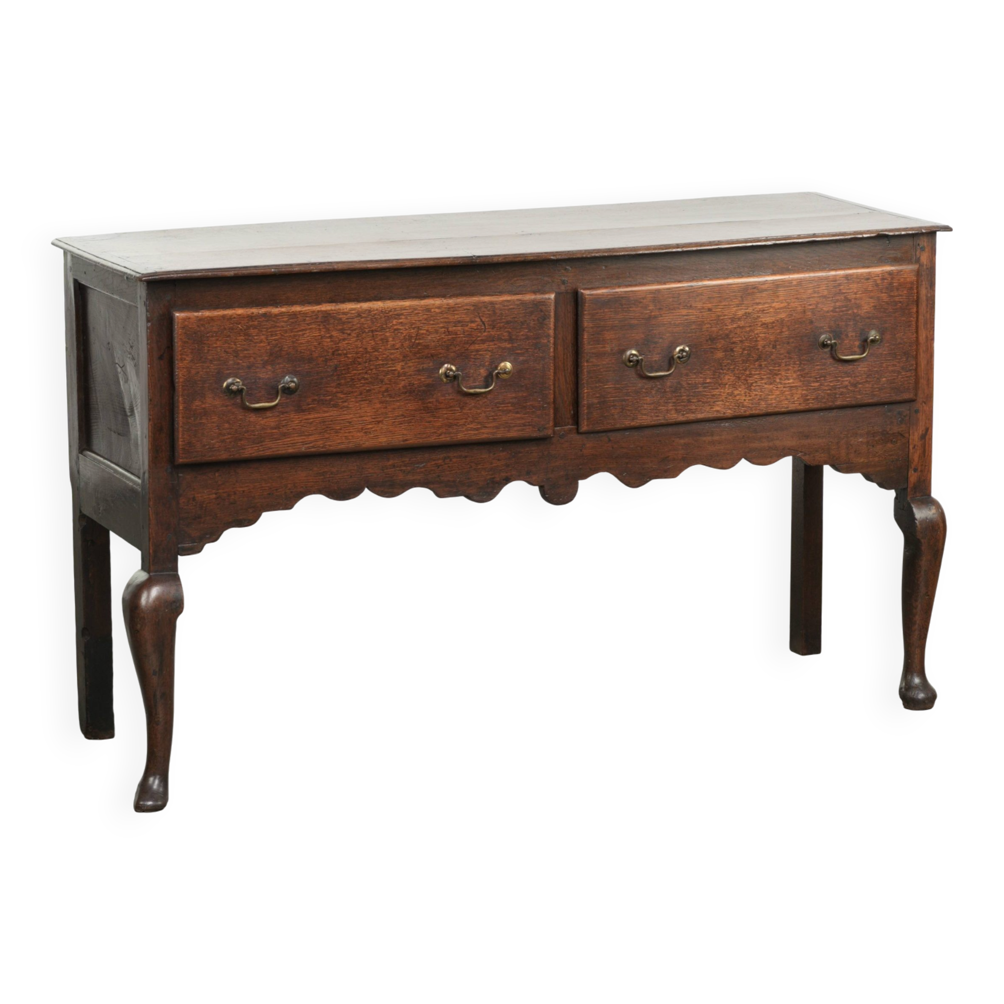 Antique 18th-century English oak dresser/sideboard with brass handles