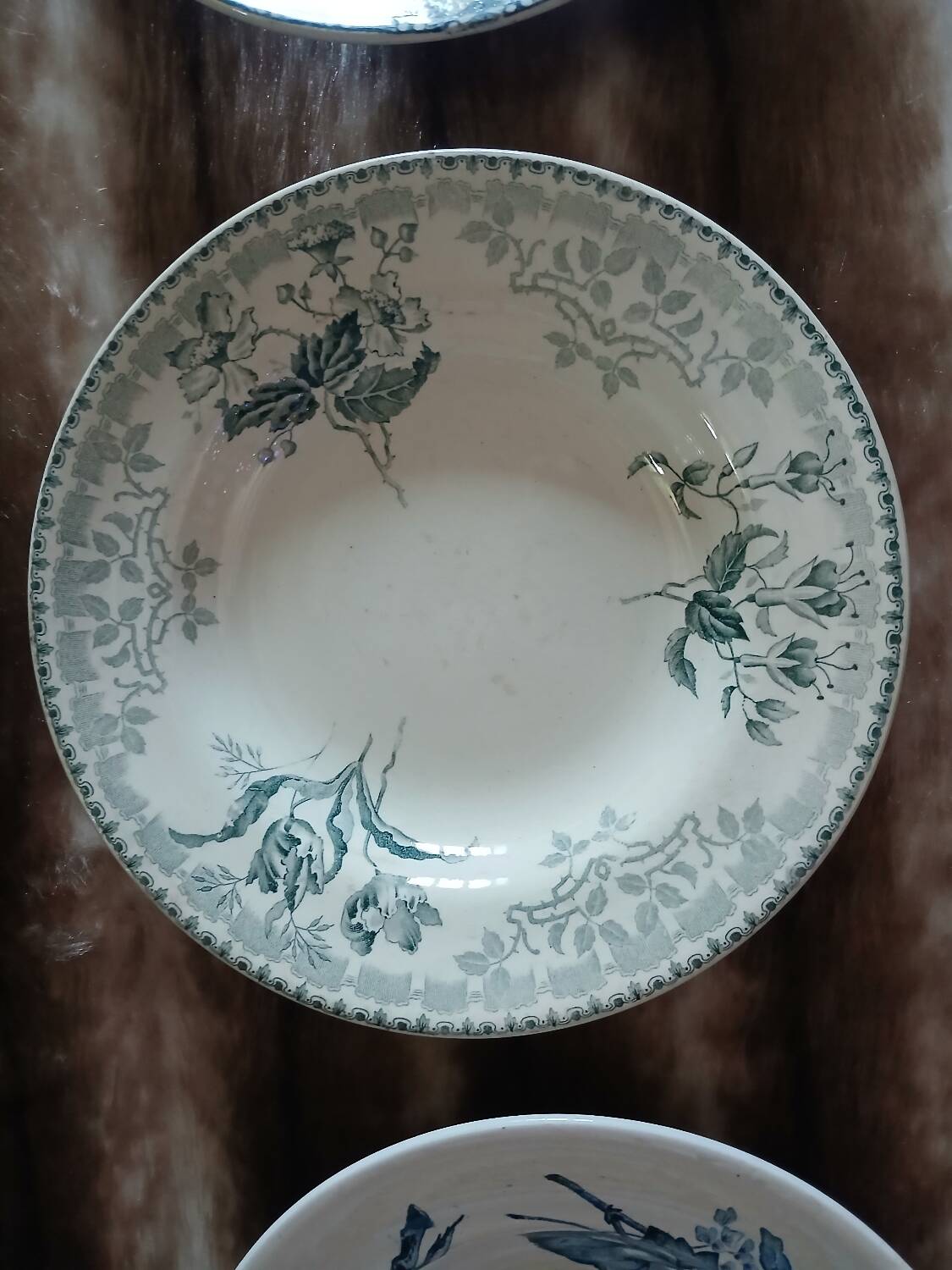 10 antique deep plates in ironstone