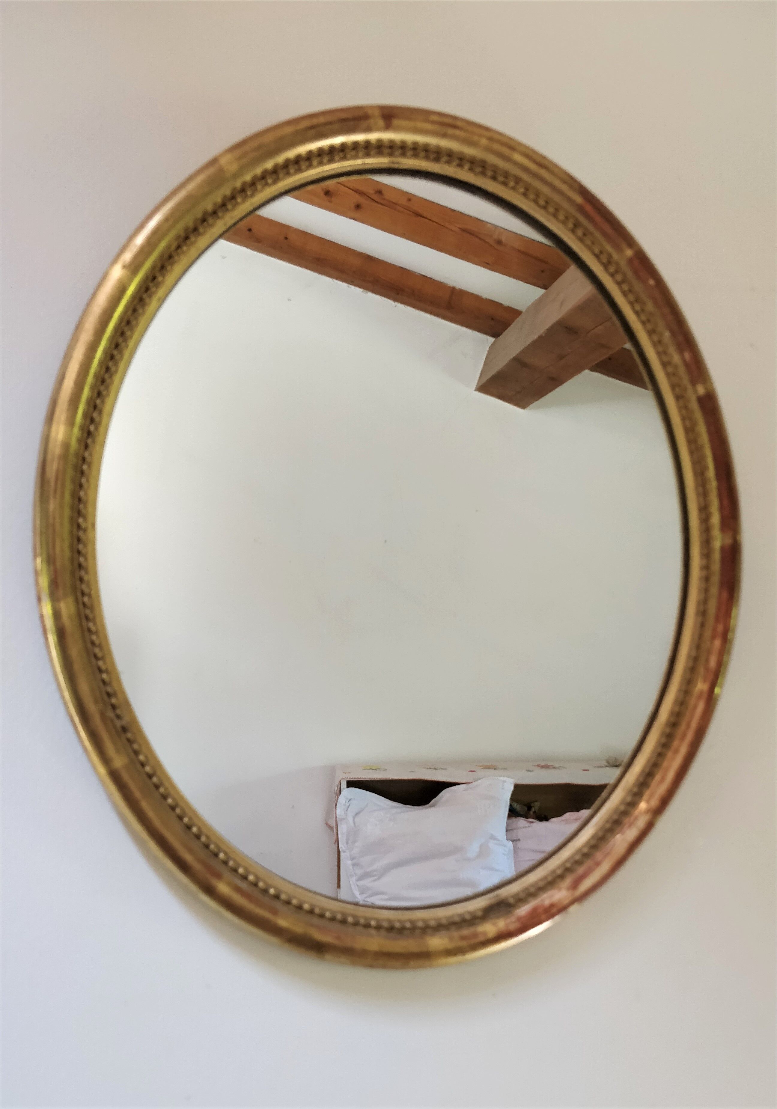 Golden oval mirror 41/35 cm