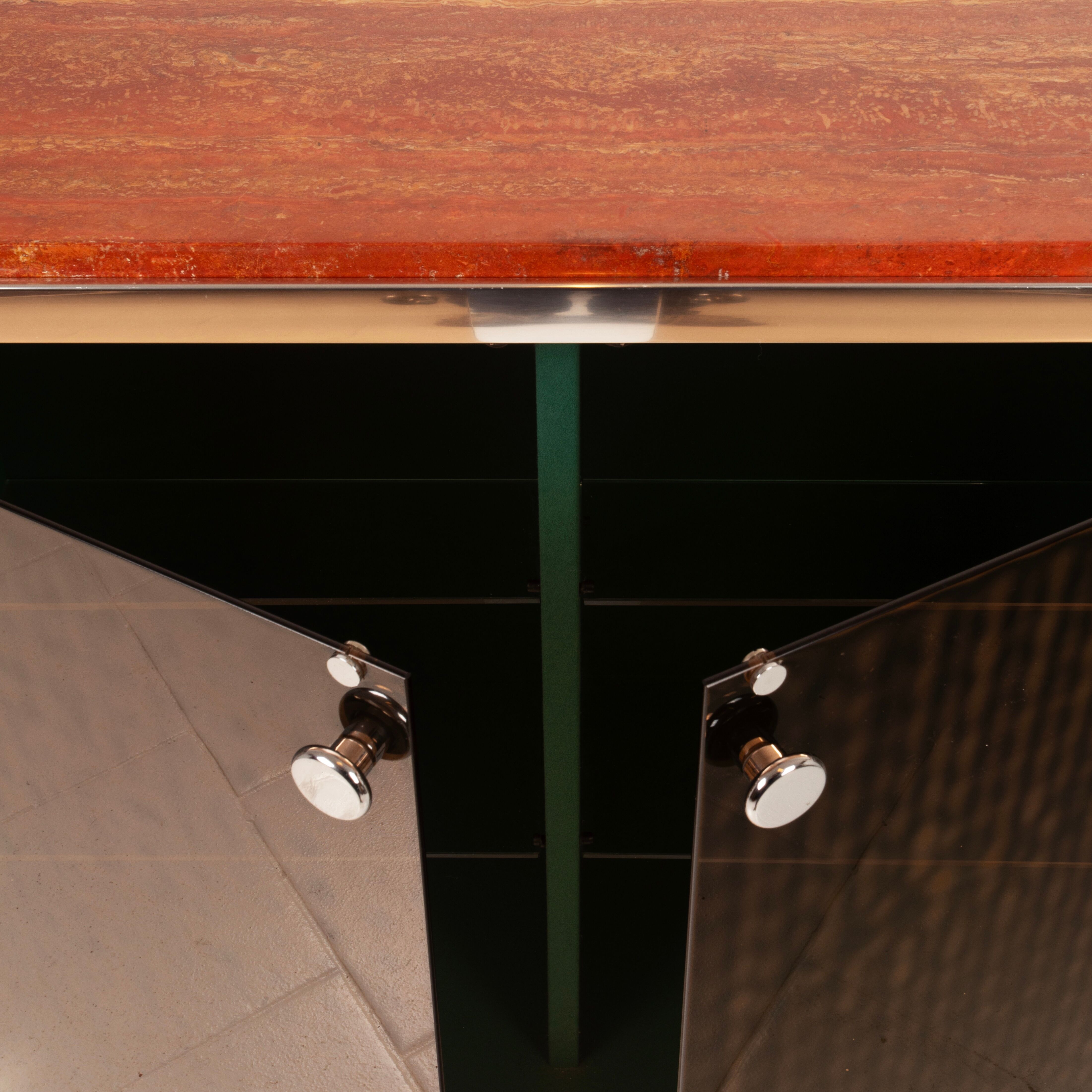 Guido Faleschini Astro Marble and Leather Sideboard for i4 Mariani 1979