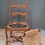 Series of 4 chairs "sheep's bones" with straw seats