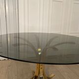 Brass coffee table and smoked glass, 1970s