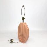 1980s salmon pink ceramic table lamp art deco pastel midcentury golden girls