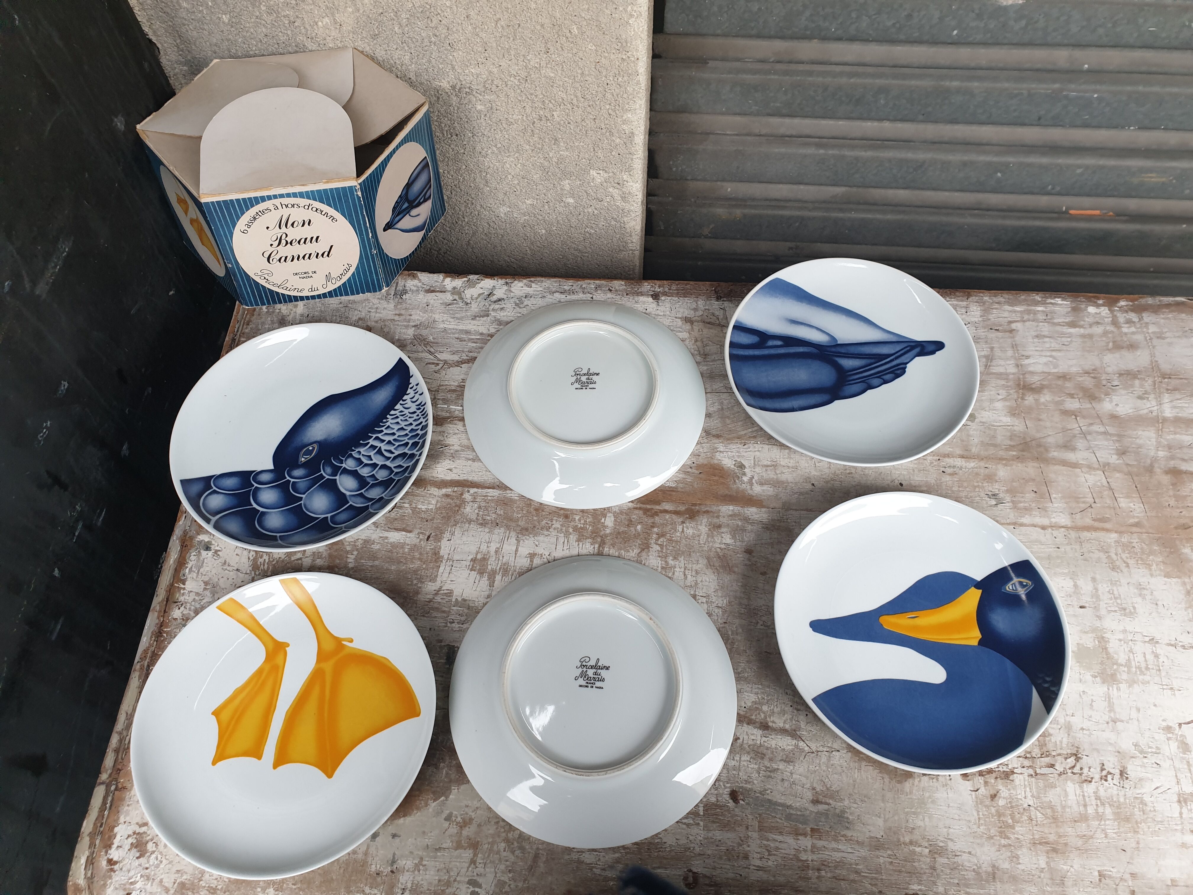 Service 6 plates porcelain ducks