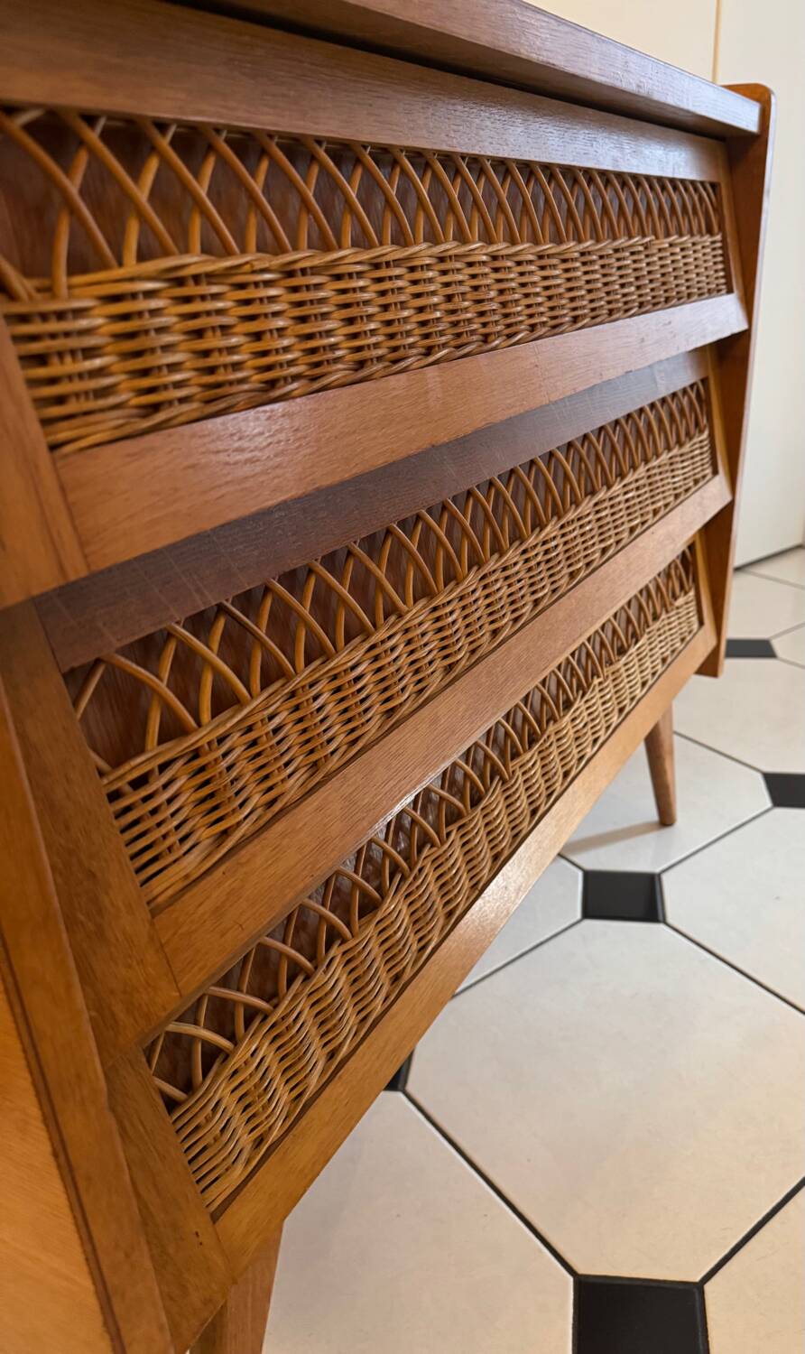 Vintage chest of drawers with compass feet