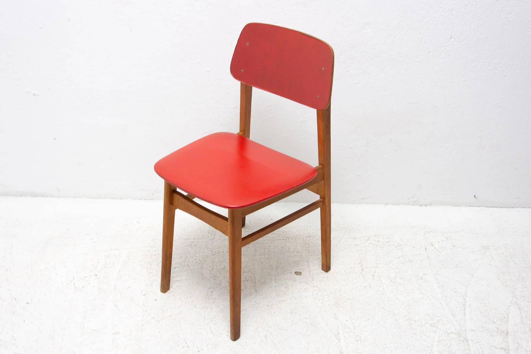 Mid-century colour chair, vintage wooden accent seating, 1960s