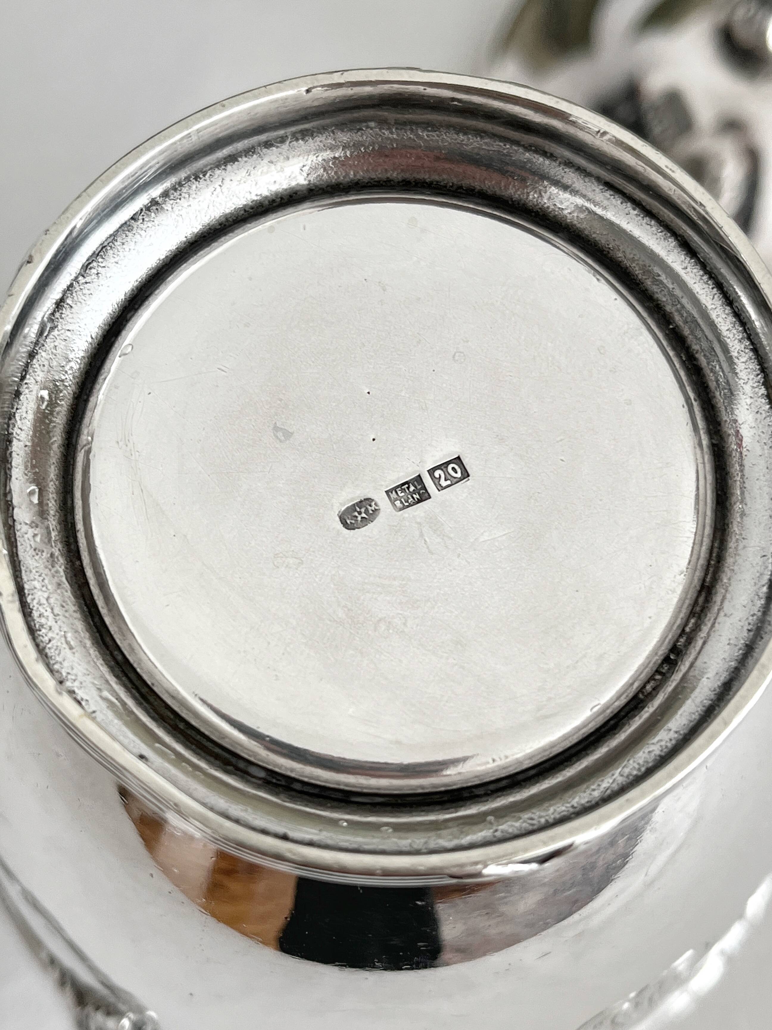 Antique monogrammed silver-plated metal sugar bowl