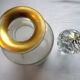 Perfume bottle, acid hammered crystal, golden fine gold, Baccarat