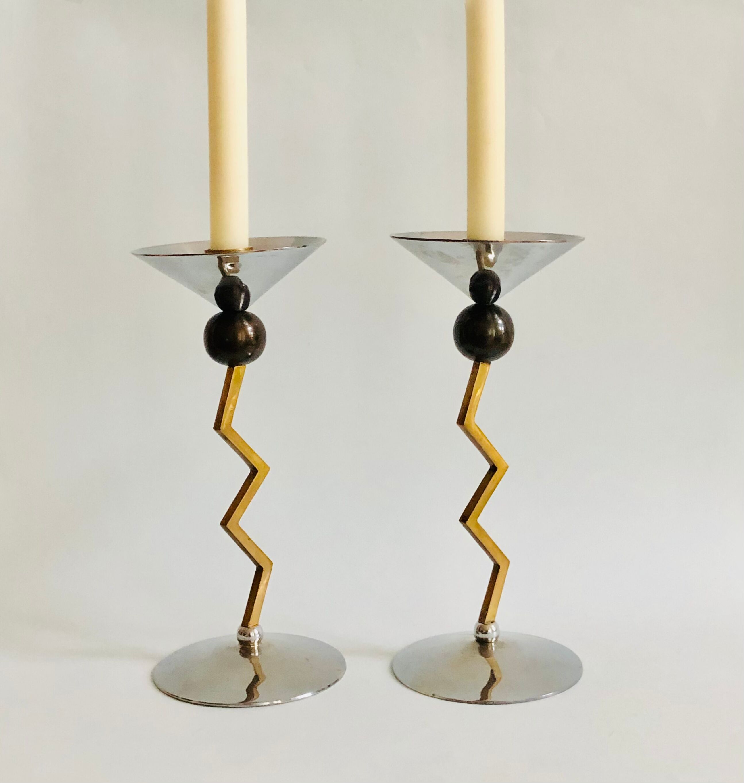 Pair of brass candle holders