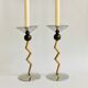 Pair of brass candle holders