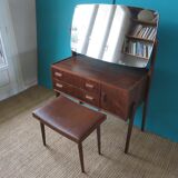 Dressing table in rosewood and ottoman leather, Denmark, 1960