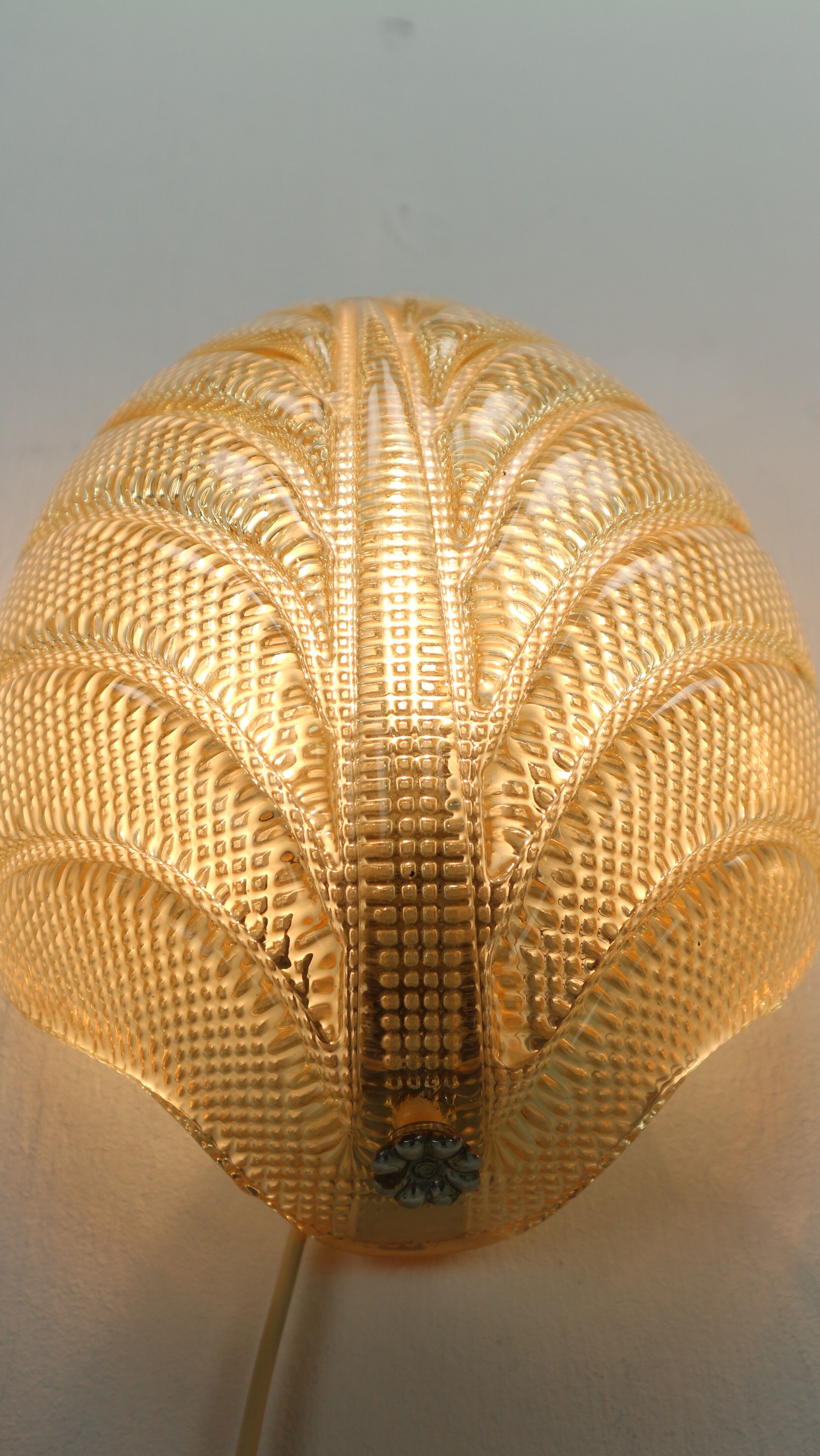 Set of 2 swedish leaf shaped wall sconces Fritz Kurz  for Orrefors, 1960s