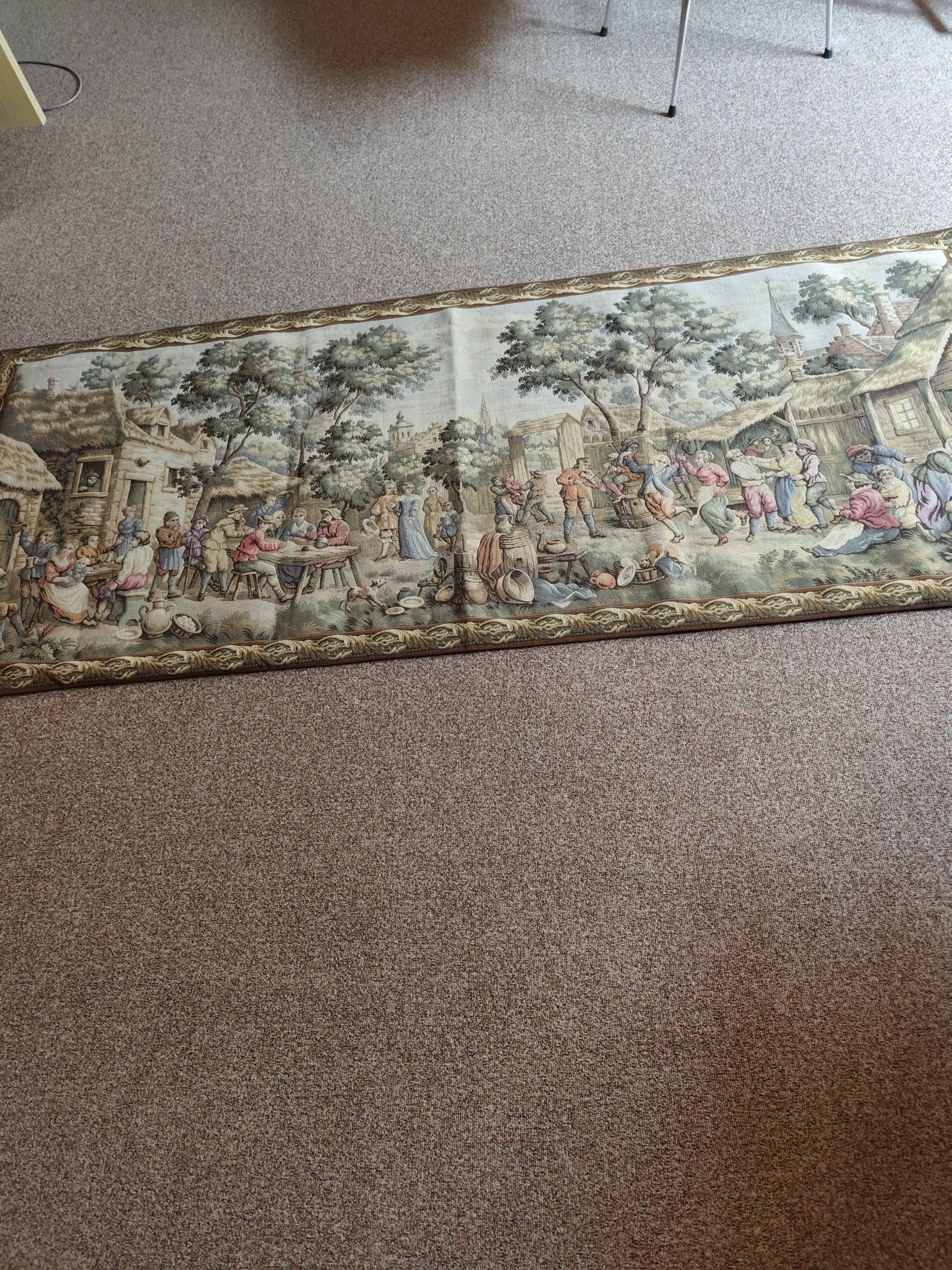 Gobelins tapestry Village festival scene in excellent condition