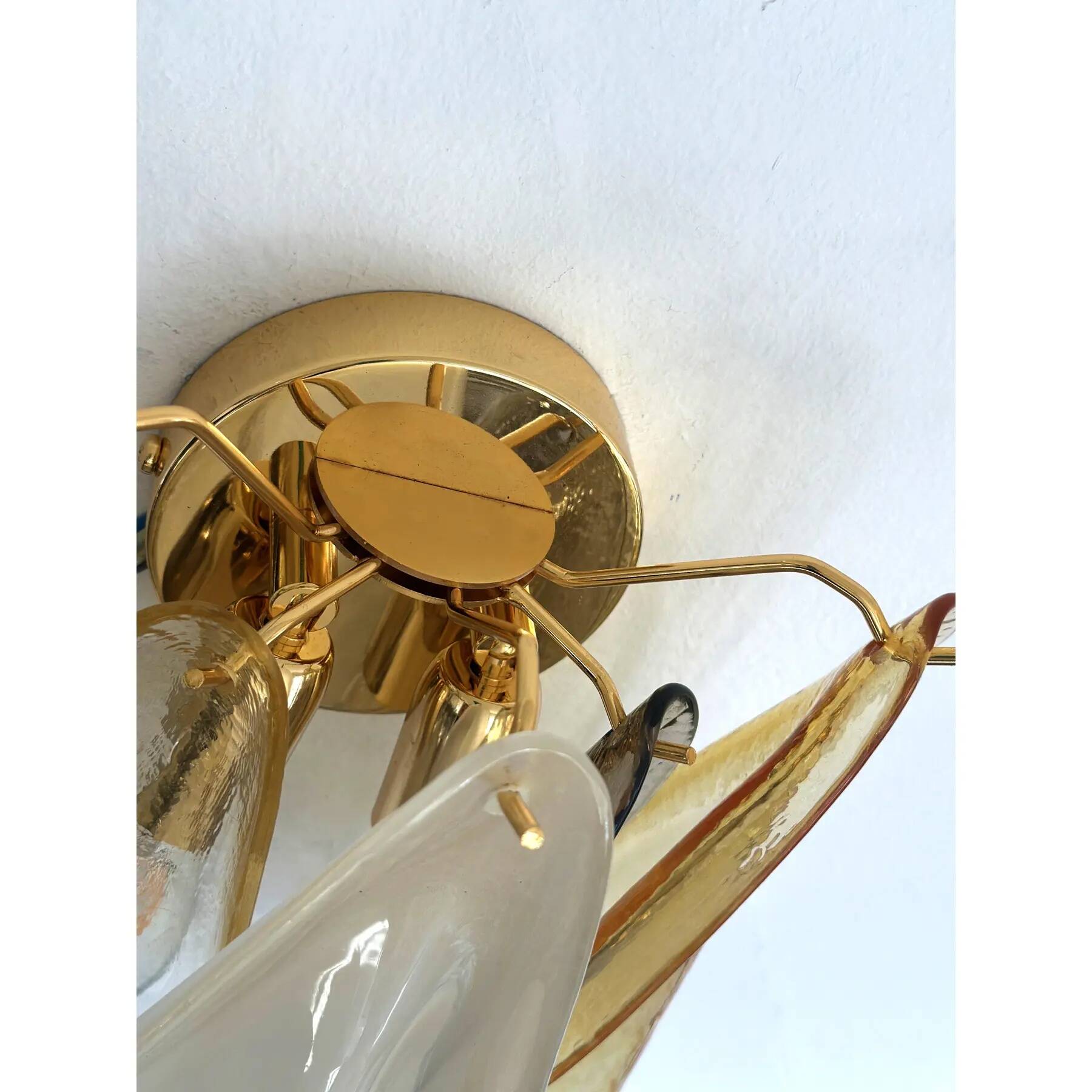 Contemporary Modern Multicolour Amber "Rondini" Murano Wall Sconces - Set of