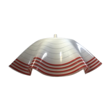 Vintage suspension in white opaline and red border, corolla shape / French vintage