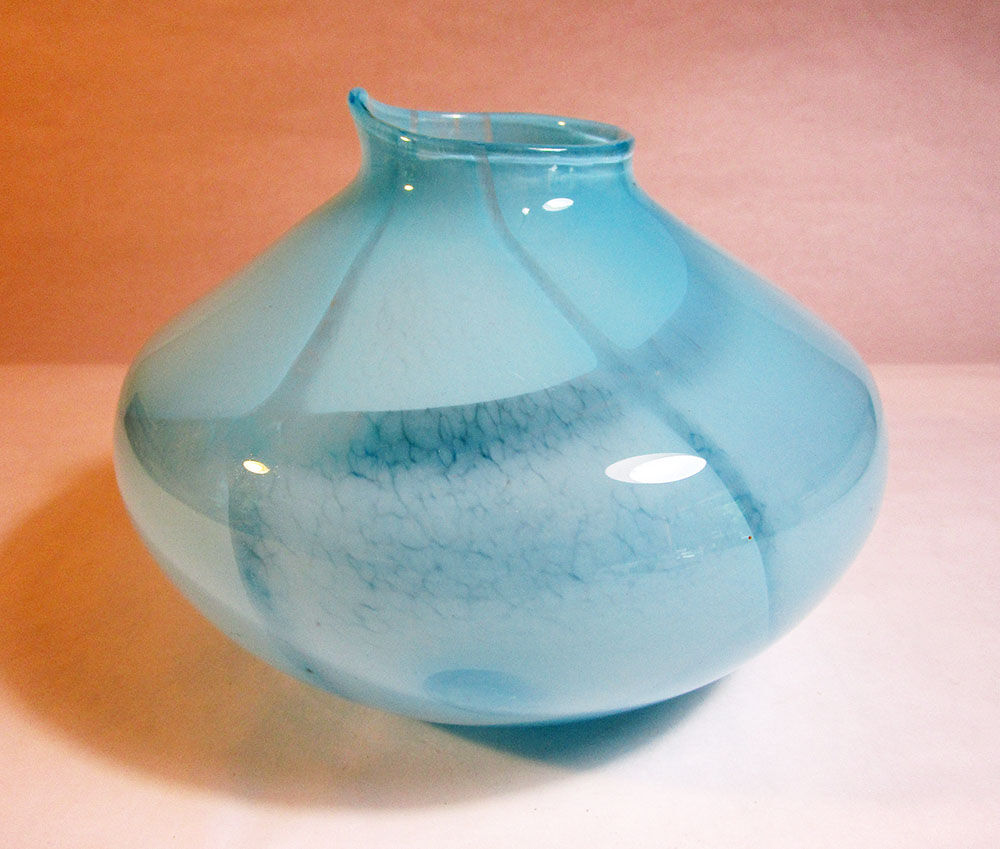 Light blue satin glass vase