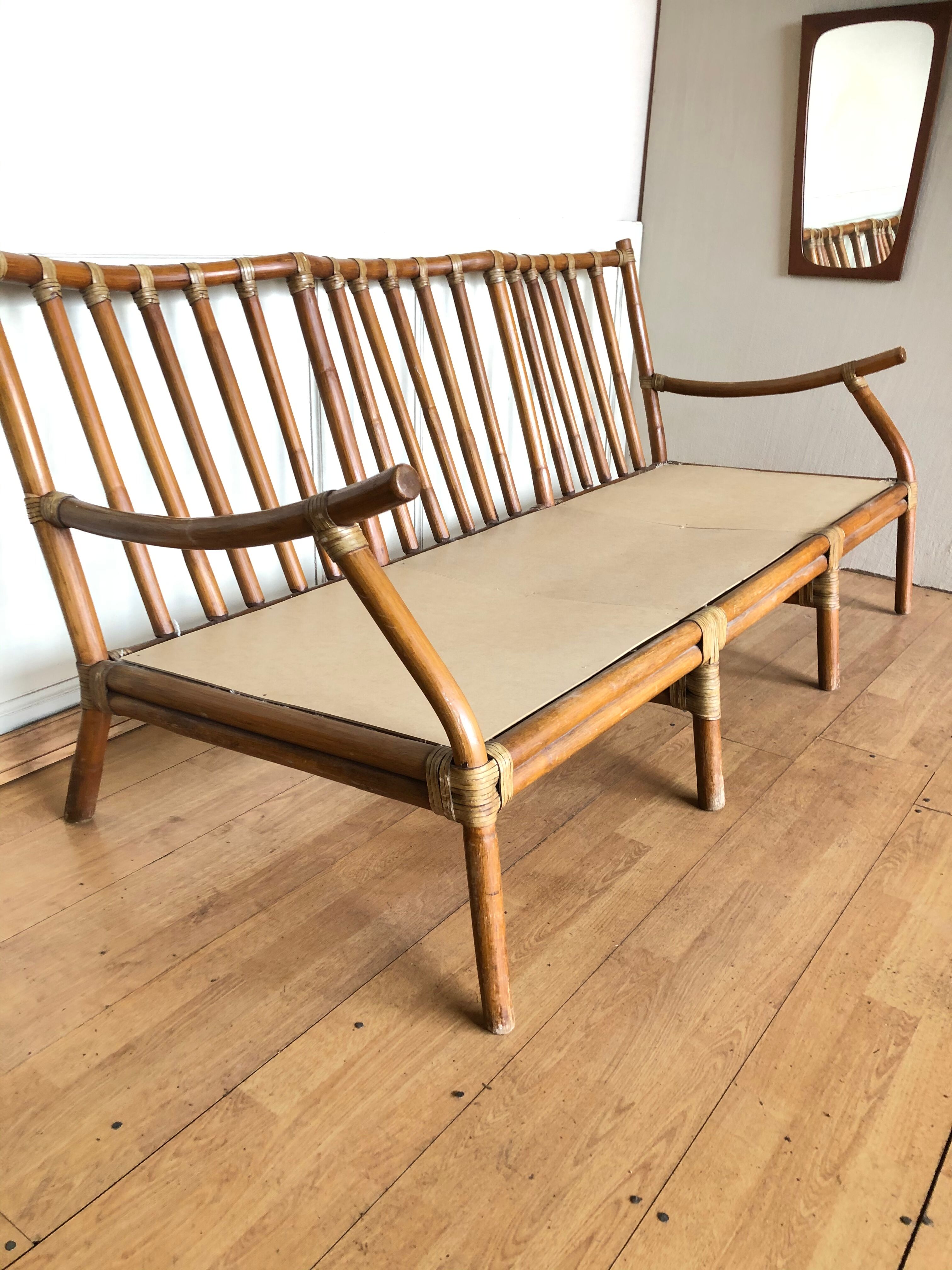 Banquette rotin vintage