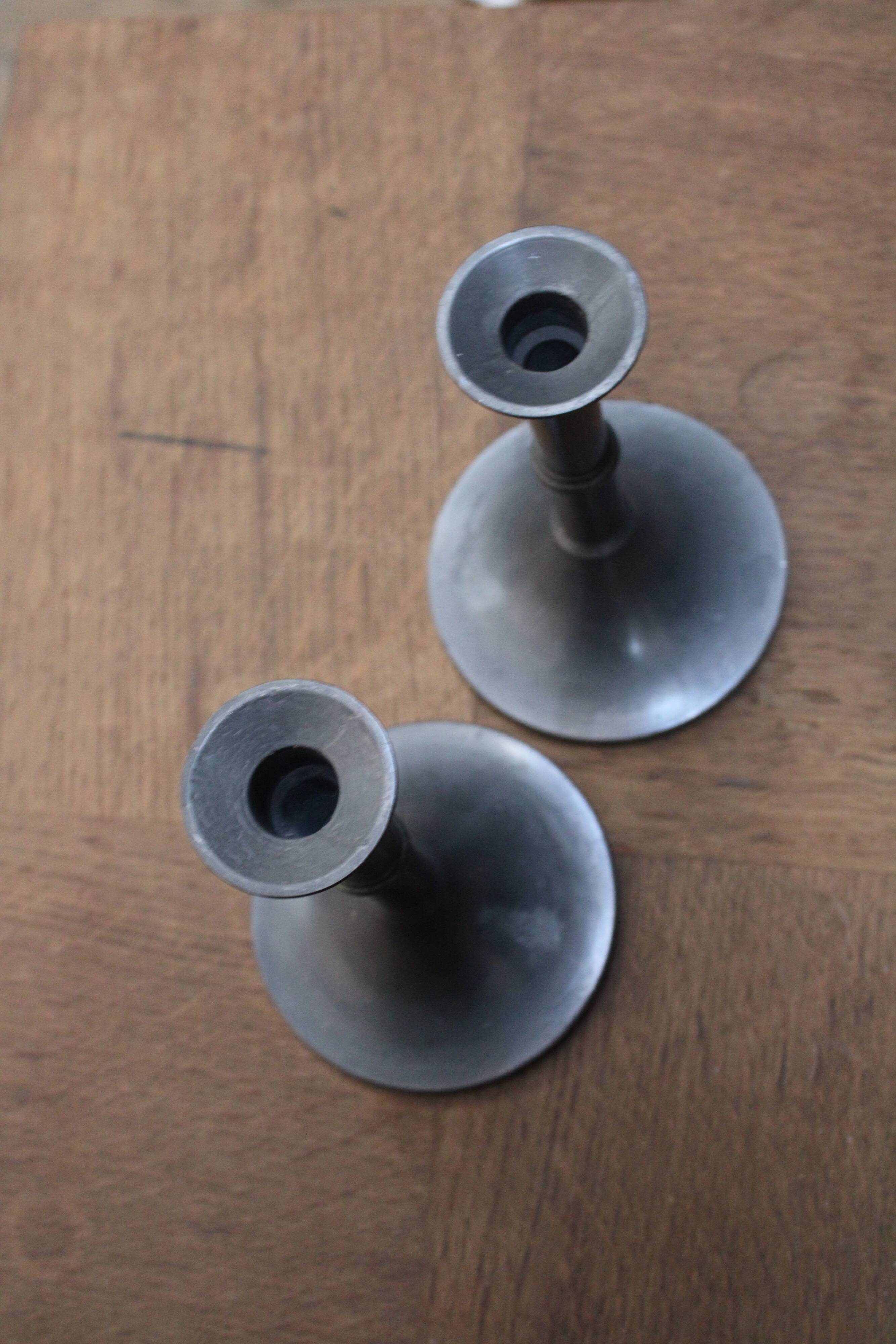 Pewter candlestick candle holders (pair)
