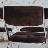 5 tubular chairs in suede and chrome by Roche Bobois, 1970.