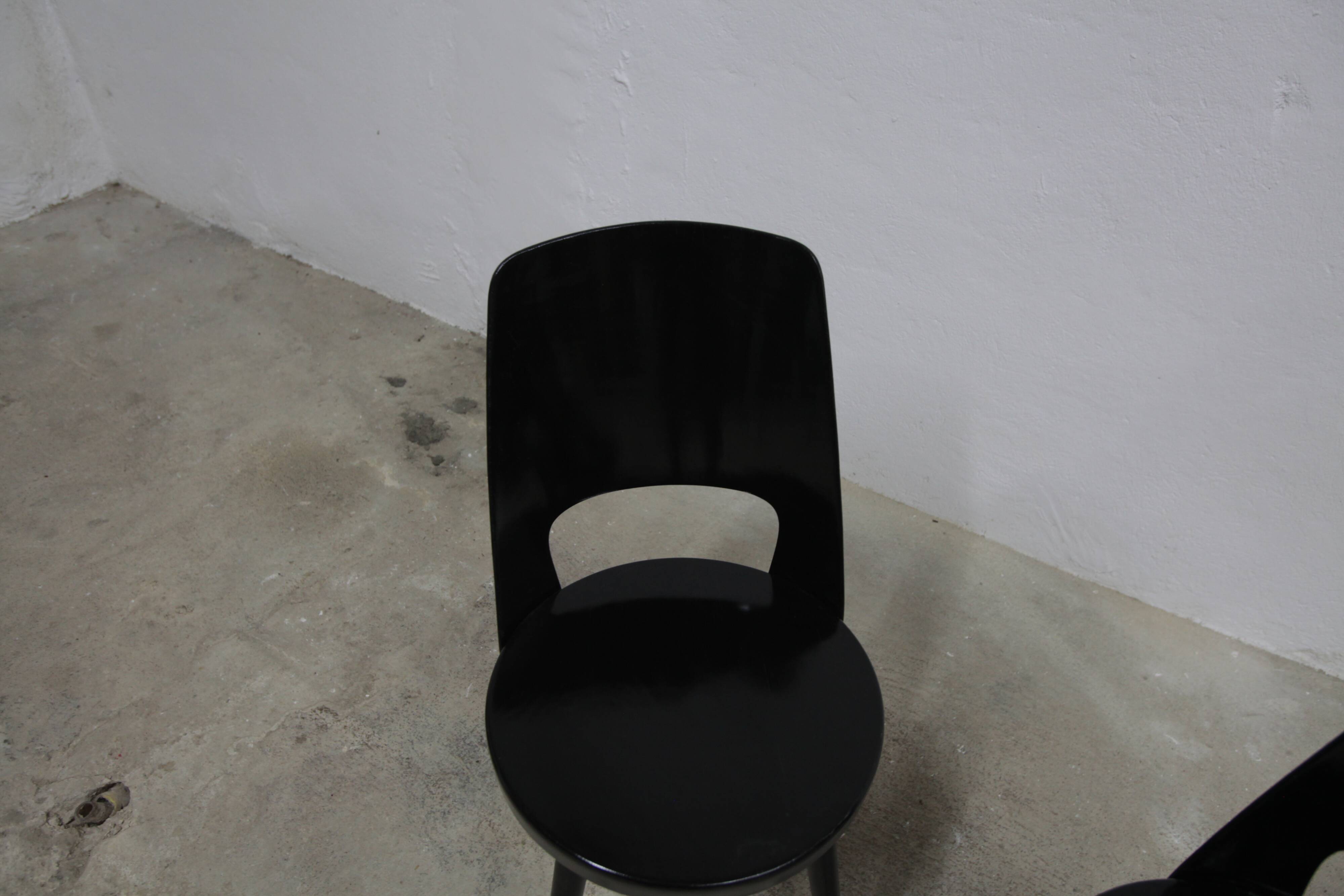 Pair of Baumann Montdor model chairs restored black 1980