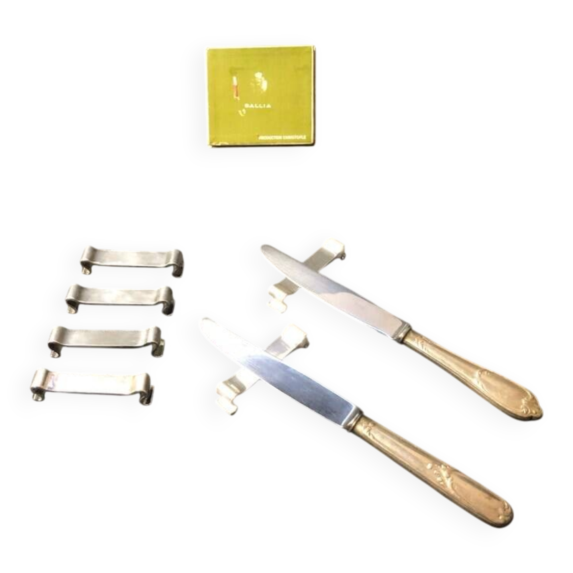 Vintage Christofle Silver Metal Knife Rests - Gallia Arabesque - Set of 6