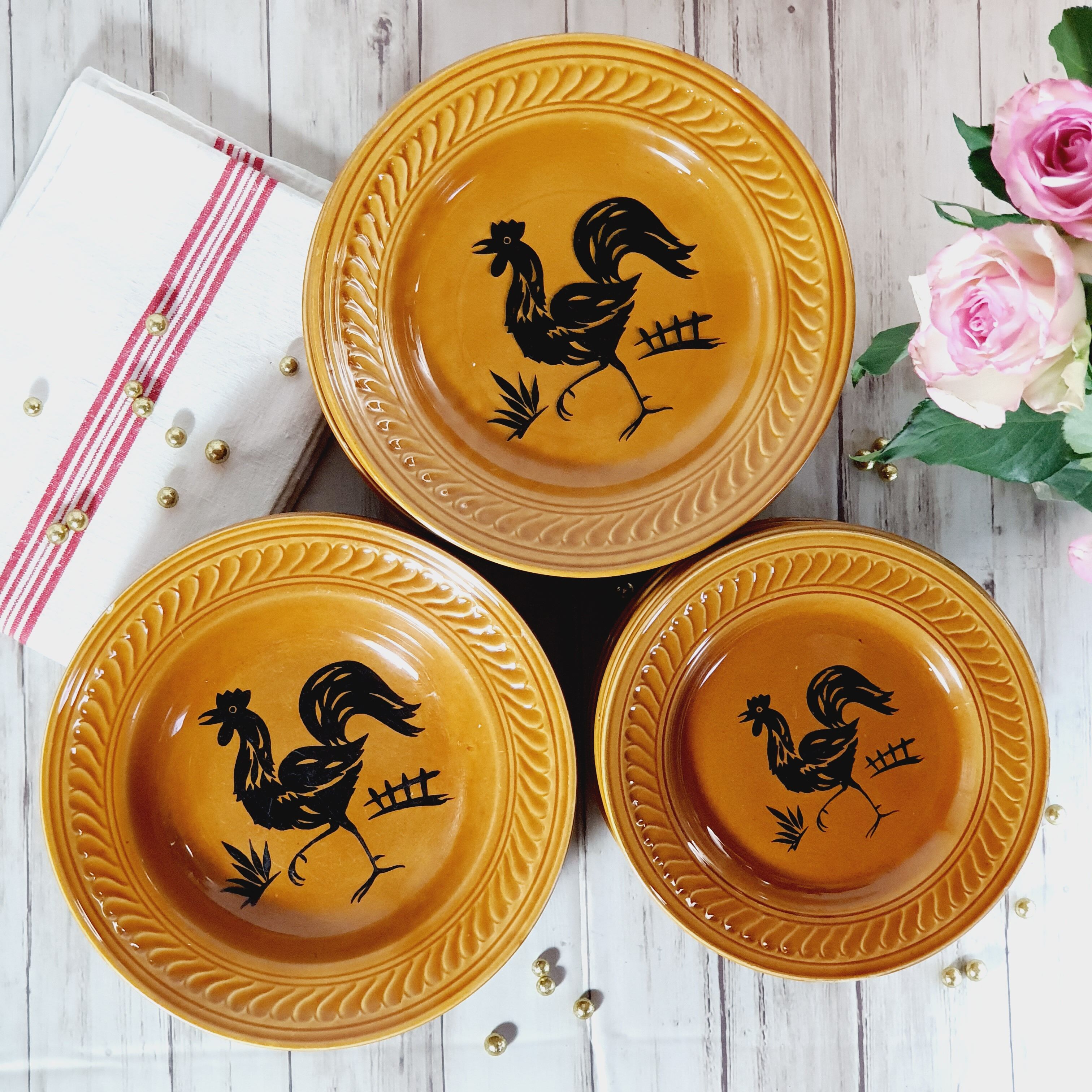 Set of plates of Gien decoration rooster