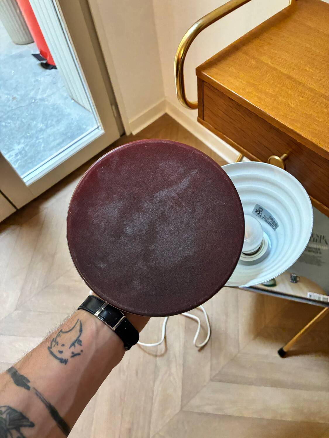 Large vintage Aluminor steel lamp