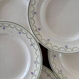 1900s Set of 6 vintage earthenware flat plates, Violetta model by Longwy