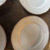 6 porcelain plates Art Nouveau period White and gold border - Diameter 23 cm