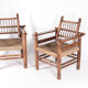 Pair of armchairs in rope and wood circa 1950
