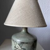 Jacques Blin lamp signed with original shade – vintage ceramic