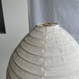Suspension in rattan and natural japanese linen in the shape of a drop