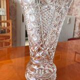 Cut crystal vase on foot