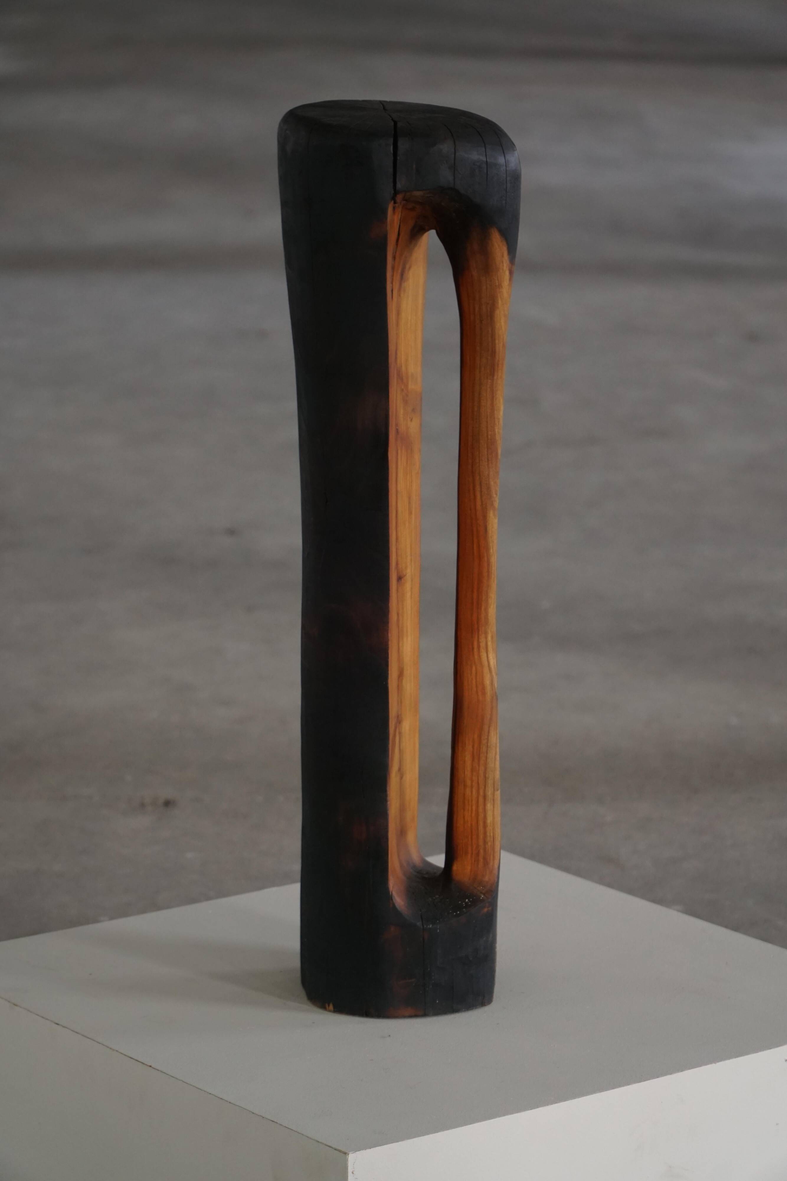 Large wooden sculpture "Black Elegance" by Ole Wettergren, Denmark, 1990s.