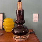 Pied de lampe en céramique et laiton années 70