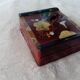 Lacquered wooden jewelry box / box with butterfly and landscape decoration